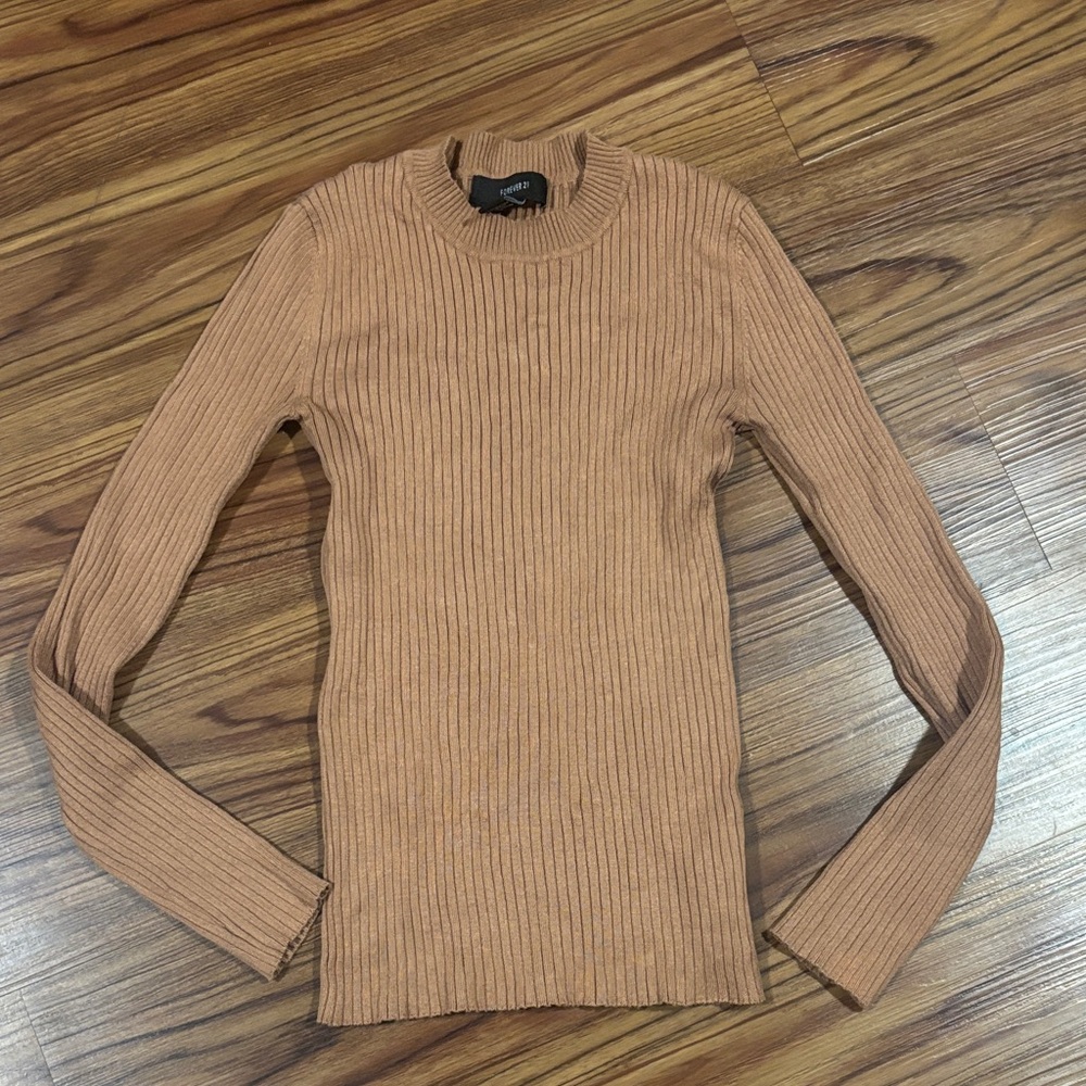 Forever 21 Brown Ribbed Knit Sweater
